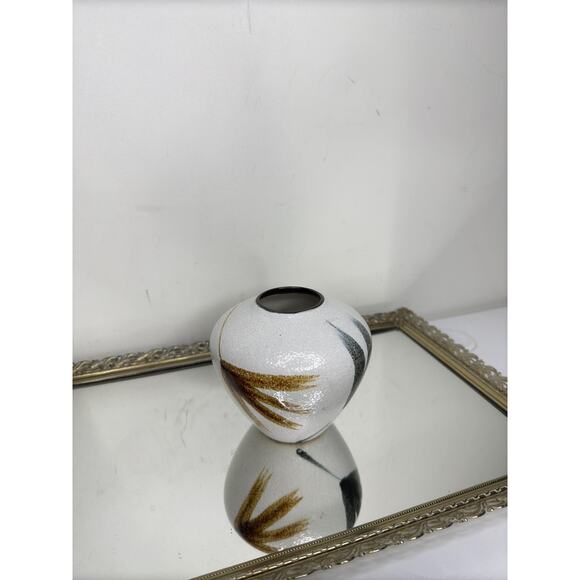 Vintage Handpainted Ceramic Pottery Vase with Fan Brush Design - Picture 7 of 9